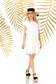 White dress short cut daily flared thin fabric 3 - StarShinerS.com