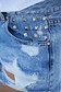 Blue short casual medium waist nonelastic cotton with metallic spikes 3 - StarShinerS.com