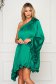Rochie din material satinat verde cu croi larg asimetrica - Artista 1 - StarShinerS.ro