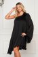 Dress black asymmetrical loose fit from satin fabric texture 1 - StarShinerS.com