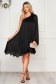 Dress black asymmetrical loose fit from satin fabric texture 3 - StarShinerS.com