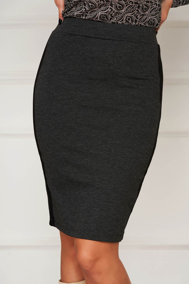 Short skirts, Darkgrey skirt casual pencil with elastic waist - StarShinerS.com