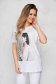 White t-shirt casual long cotton flared 1 - StarShinerS.com