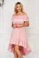 Lightpink dress asymmetrical daily off-shoulder with ruffles on the chest 1 - StarShinerS.com