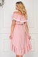 Lightpink dress asymmetrical daily off-shoulder with ruffles on the chest 2 - StarShinerS.com