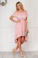 Lightpink dress asymmetrical daily off-shoulder with ruffles on the chest 3 - StarShinerS.com