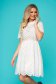 Rochie SunShine alba scurta de zi din ghipură in clos cu maneci scurte 1 - StarShinerS.ro