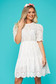 White dress daily short cut with elastic waist cotton 1 - StarShinerS.com