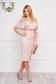 Rochie StarShinerS roz prafuit de ocazie midi tip creion din jacquard cu volanase din voal 1 - StarShinerS.ro