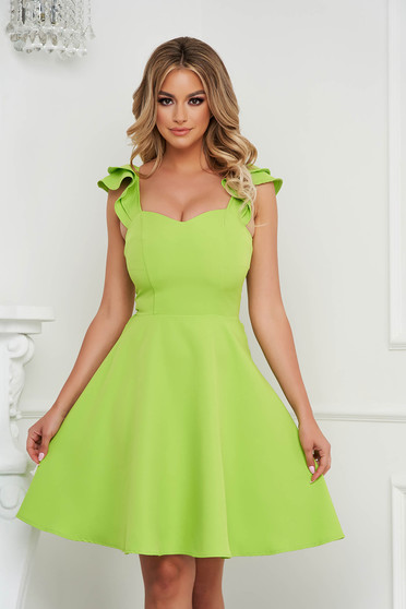 Dress - StarShinerS green short cut cloth with ruffle details thin fabric cloche