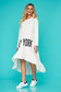 White dress midi daily flared cotton long sleeved 3 - StarShinerS.com
