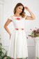 Rochie din stofa usor elastica alba midi in clos cu imprimeu floral digital - StarShinerS 4 - StarShinerS.ro