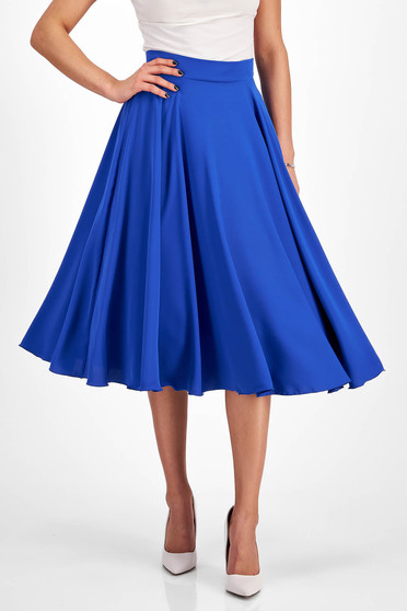 Blue Chiffon Midi Flared Skirt with High Waist - StarShinerS