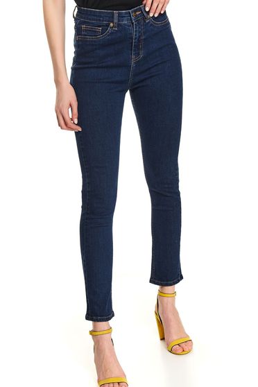 Trousers, Blue trousers casual denim high waisted with pockets - StarShinerS.com