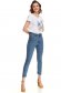Blue trousers casual denim with tented cut high waisted 2 - StarShinerS.com