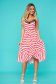 Rochie SunShine rosie de zi cu elastic in talie cu decolteu in v cu volanase la baza rochiei 1 - StarShinerS.ro