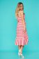 Rochie SunShine rosie de zi cu elastic in talie cu decolteu in v cu volanase la baza rochiei 2 - StarShinerS.ro