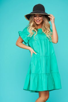 Turquoise dress daily flared nonelastic cotton