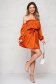 Rochie SunShine caramizie eleganta clos cu elastic in talie cu umeri goi accesorizata cu cordon din material satinat 3 - StarShinerS.ro