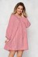 Rochie SunShine rosie de zi scurta cu croi larg cu decolteu in v din bumbac neelastic 2 - StarShinerS.ro