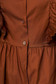 Brown dress daily flared 3/4 sleeve with ruffle details nonelastic cotton 4 - StarShinerS.com