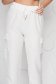 White trousers casual medium waist with elastic waist with laced details thin fabric 4 - StarShinerS.com