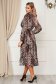 Rochie StarShinerS crem de zi clos cu elastic in talie cu volanase la baza rochiei accesorizata cu cordon 2 - StarShinerS.ro