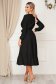 Dress StarShinerS black elegant midi wrap over front with elastic waist accessorized with tied waistband 2 - StarShinerS.com
