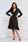 Dress black slightly elastic fabric midi cloche with elastic waist wrap over front - StarShinerS 3 - StarShinerS.com