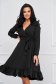 Dress black slightly elastic fabric midi cloche with elastic waist wrap over front - StarShinerS 1 - StarShinerS.com