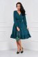 Dress green slightly elastic fabric midi cloche with elastic waist wrap over front - StarShinerS 4 - StarShinerS.com