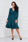 Dress green slightly elastic fabric midi cloche with elastic waist wrap over front - StarShinerS 3 - StarShinerS.com