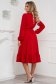 Dress StarShinerS red elegant midi wrap over front with elastic waist accessorized with tied waistband 2 - StarShinerS.com