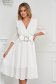 White dress elegant midi cloche from satin buckle accessory 5 - StarShinerS.com