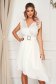 White dress elegant asymmetrical cloche voile fabric allure of satin accessorized with tied waistband 6 - StarShinerS.com