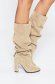 Cream casual boots chunky heel natural leather 3 - StarShinerS.com