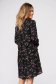 Black dress flared with v-neckline thin fabric with floral print 2 - StarShinerS.com