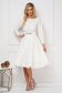 Dress StarShinerS white occasional cloche with elastic waist with floral details 3 - StarShinerS.com