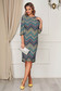 StarShinerS turquoise dress midi daily straight lycra with 3/4 sleeves 3 - StarShinerS.com
