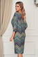 StarShinerS turquoise dress midi daily straight lycra with 3/4 sleeves 2 - StarShinerS.com