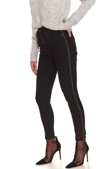 Pantaloni & Blugi cu talie normala, Blugi Top Secret negri casual skinny cu talie medie din bumbac usor elastic - StarShinerS.ro
