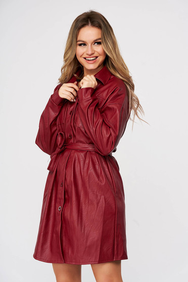 burgundy shirt dress