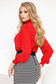 Red office flared women`s blouse with puffed sleeves high collar 2 - StarShinerS.com
