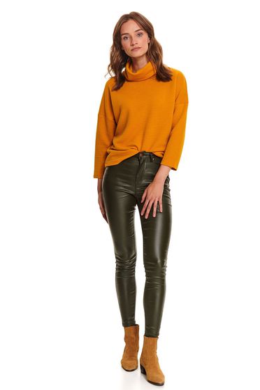 Ecological leather trousers, Darkgreen trousers casual from ecological leather with tented cut - StarShinerS.com