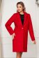 Red coat straight with pockets from non elastic fabric 2 - StarShinerS.com