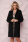 Black coat straight with pockets from non elastic fabric 2 - StarShinerS.com