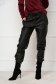 Pantaloni din piele ecologica negru conici cu elastic in talie - SunShine 2 - StarShinerS.ro