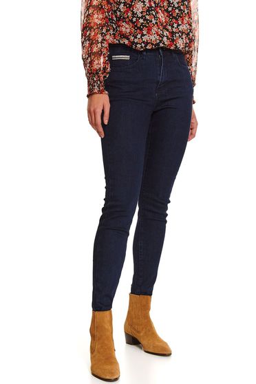 Blue trousers casual skinny jeans denim with medium waist