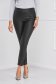 Casual black StarShinerS trousers from ecological leather with tented cut high waisted 1 - StarShinerS.com