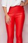 Pantaloni StarShinerS rosii casual cu un croi mulat din piele ecologica cu talie inalta si fermoar in lateral 4 - StarShinerS.ro